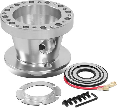 Auto Dynasty 6-Bolt Pattern Steering Wheel Hub Adapter Boss Kit Compatible with Ford Mustang Ranger Thunderbird 84-06, Billet Aluminum, Black in Saudi Arabia