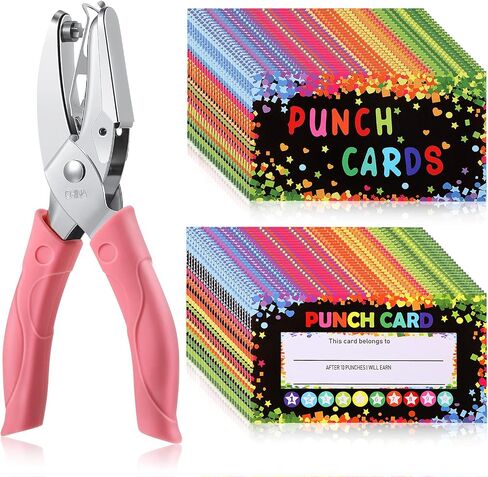Chumia 200 Pieces Reward Punch Cards Handheld Punch Kit Paper Puncher Behavior Punch Cards Loyalty Cards Incentive Cards Ticket Scrapbook Punch Tool Home Office Supplies(White) in Saudi Arabia