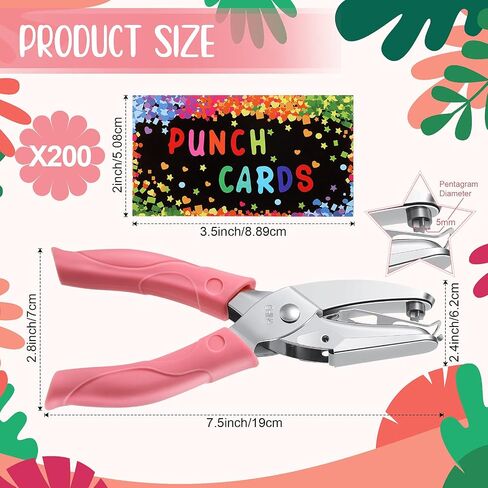 Chumia 200 Pieces Reward Punch Cards Handheld Punch Kit Paper Puncher Behavior Punch Cards Loyalty Cards Incentive Cards Ticket Scrapbook Punch Tool Home Office Supplies(White) in Saudi Arabia