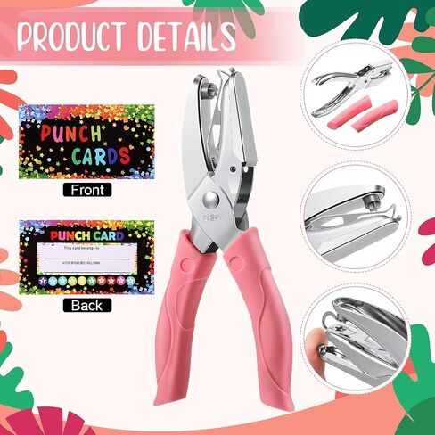 Chumia 200 Pieces Reward Punch Cards Handheld Punch Kit Paper Puncher Behavior Punch Cards Loyalty Cards Incentive Cards Ticket Scrapbook Punch Tool Home Office Supplies(White) in Saudi Arabia