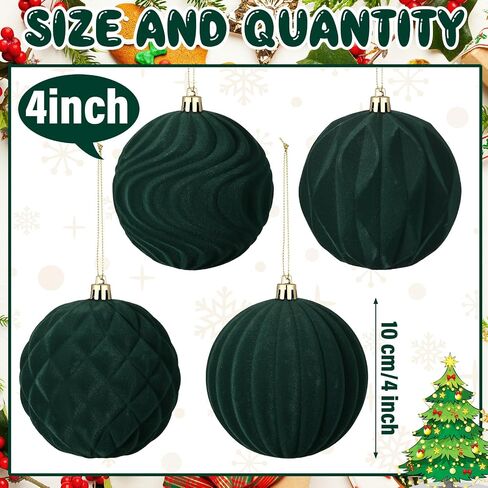 4 Pcs 4 Inch Large Velvet Christmas Ball Ornaments Vintage Christmas Plastic Ball Ornaments Flocked Christmas Tree Hanging Ornament for Xmas Party Wedding Home Decor(Brown) in Kuwait