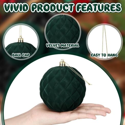 4 Pcs 4 Inch Large Velvet Christmas Ball Ornaments Vintage Christmas Plastic Ball Ornaments Flocked Christmas Tree Hanging Ornament for Xmas Party Wedding Home Decor(Brown) in Kuwait