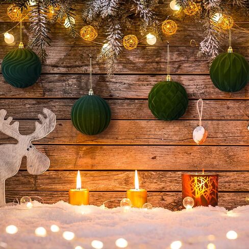 4 Pcs 4 Inch Large Velvet Christmas Ball Ornaments Vintage Christmas Plastic Ball Ornaments Flocked Christmas Tree Hanging Ornament for Xmas Party Wedding Home Decor(Brown) in Kuwait