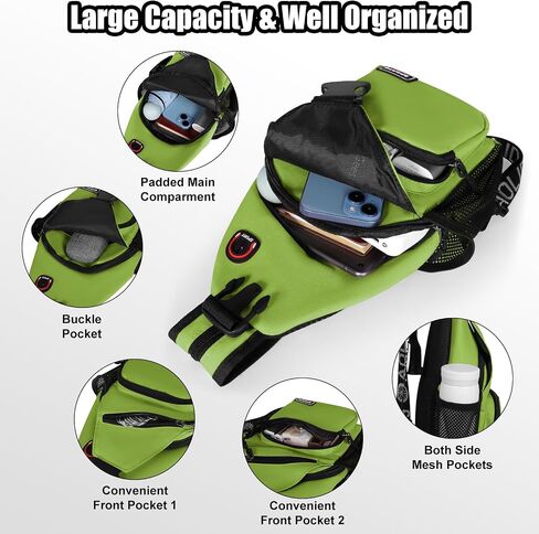 حقيبة ظهر Geestock Crossbody Sling للرجال والنساء، حقيبة كتف قابلة للتحويل، حقيبة صدر مقاومة للماء للرحلات النهارية والمشي لمسافات طويلة (أسود) in Saudi Arabia
