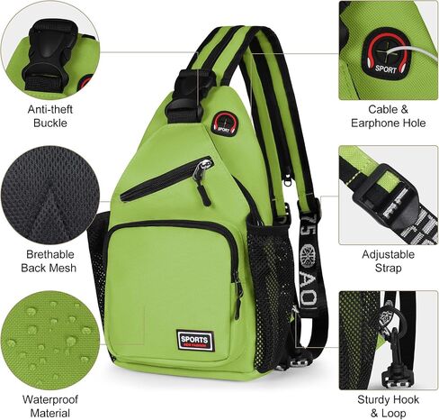 حقيبة ظهر Geestock Crossbody Sling للرجال والنساء، حقيبة كتف قابلة للتحويل، حقيبة صدر مقاومة للماء للرحلات النهارية والمشي لمسافات طويلة (أسود) in Saudi Arabia