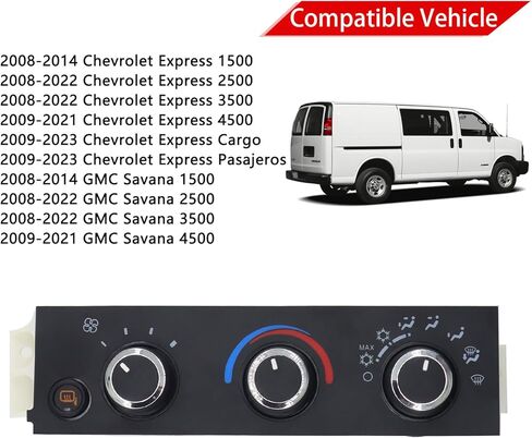 599-294 سخان مكيف الهواء مفتاح التحكم في تكييف الهواء لوحة وحدة التحكم في المناخ متوافقة مع 2008-2014 شيفروليه إكسبريس 1500/2008-2022 إكسبريس 2500 3500 4500 كارجو باساجيروس جي إم سي سافانا 84793088 in Kuwait