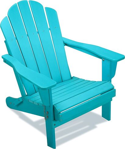 كرسي آديرونداك الخارجي المقاوم لجميع الأحوال الجوية من الراتنج، كرسي فناء بولي hdpe مع أذرع واسعة - أزرق in Kuwait