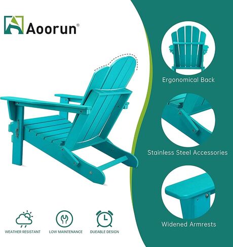 كرسي آديرونداك الخارجي المقاوم لجميع الأحوال الجوية من الراتنج، كرسي فناء بولي hdpe مع أذرع واسعة - أزرق in Kuwait