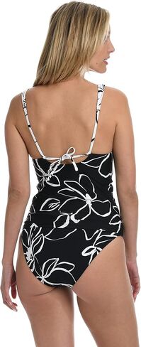 La Blanca Women's Over The Shoulder Tankini Swimsuit Top, Magenta//Saltwater Sands, 12 in Saudi Arabia