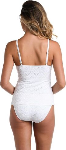 La Blanca Women's Over The Shoulder Tankini Swimsuit Top, Magenta//Saltwater Sands, 12 in Saudi Arabia