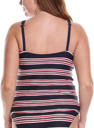 La Blanca Women's Over The Shoulder Tankini Swimsuit Top, Magenta//Saltwater Sands, 12 in Saudi Arabia