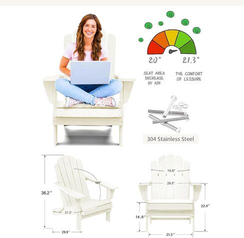 All Weather Resistant Adirondack Outdoor Chair Resin，Poly Patio Chair hdpe with Widened Arms-Blue in Saudi Arabia