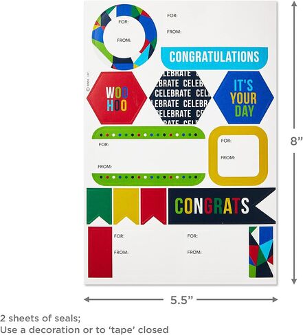 Hallmark Flat Wrapping Paper Sheets with Cutlines on Reverse (12 Folded Sheets with Sticker Seals) Red, Blue, Green, Yellow Geometric, Stripes, Dots for Birthdays, Father's Day, Graduation in Saudi Arabia
