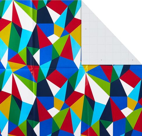 Hallmark Flat Wrapping Paper Sheets with Cutlines on Reverse (12 Folded Sheets with Sticker Seals) Red, Blue, Green, Yellow Geometric, Stripes, Dots for Birthdays, Father's Day, Graduation in Saudi Arabia