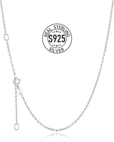 Silvora 925 Sterling Silver Chain Necklace 1.1/1.5mm Thin Silver Chain for Women-Sturdy & Shiny-Women's Chain Necklaces,Adjustable Length 16/17/18/20/22/24 Inches in Kuwait