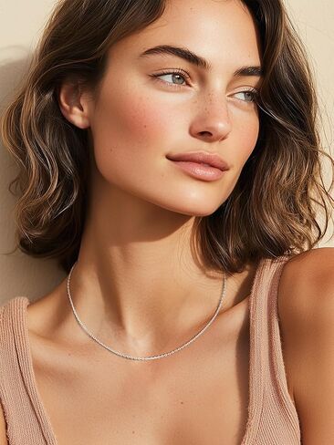 Silvora 925 Sterling Silver Chain Necklace 1.1/1.5mm Thin Silver Chain for Women-Sturdy & Shiny-Women's Chain Necklaces,Adjustable Length 16/17/18/20/22/24 Inches in Kuwait