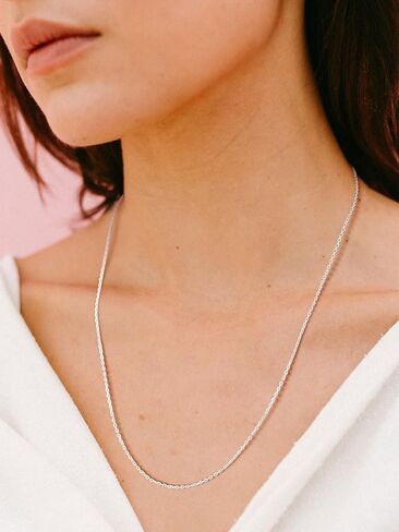 Silvora 925 Sterling Silver Chain Necklace 1.1/1.5mm Thin Silver Chain for Women-Sturdy & Shiny-Women's Chain Necklaces,Adjustable Length 16/17/18/20/22/24 Inches in Kuwait