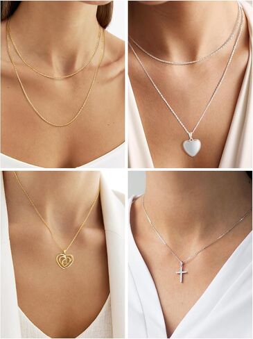 Silvora 925 Sterling Silver Chain Necklace 1.1/1.5mm Thin Silver Chain for Women-Sturdy & Shiny-Women's Chain Necklaces,Adjustable Length 16/17/18/20/22/24 Inches in Kuwait