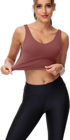 حمالات صدر رياضية من سيجنيالا للنساء طويلة - رقبة على شكل حرف V مبطنة مع حمالة صدر مدمجة للتمرين واليوجا والجيم 2 حزمة in Saudi Arabia