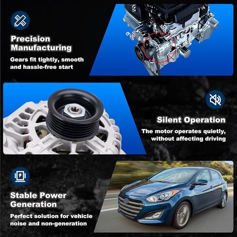 المولد متوافق مع Hyundai Elantra Coupe GT 2011-2017، Kia Forte Koup Forte5 2014-2016، Soul 2012-2013 1.8L 2.0L L4 استبدال # 37300-2E200 373002E200 11610 2610428 in Kuwait