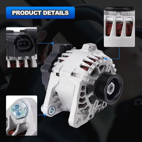 المولد متوافق مع Hyundai Elantra Coupe GT 2011-2017، Kia Forte Koup Forte5 2014-2016، Soul 2012-2013 1.8L 2.0L L4 استبدال # 37300-2E200 373002E200 11610 2610428 in Kuwait