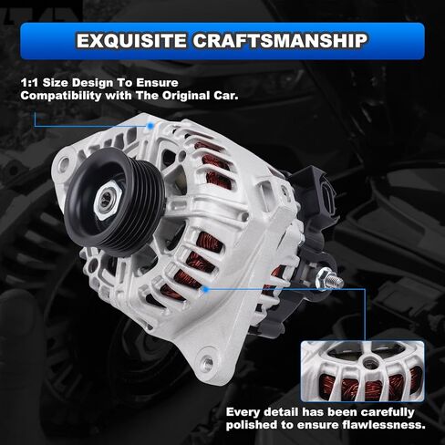 المولد متوافق مع Hyundai Elantra Coupe GT 2011-2017، Kia Forte Koup Forte5 2014-2016، Soul 2012-2013 1.8L 2.0L L4 استبدال # 37300-2E200 373002E200 11610 2610428 in Kuwait