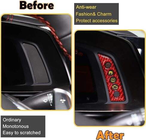 CHEAYAR Carbon Fiber Dashboard Trim Sticker Compatible with Chevrolet Corvette C8 Stingray 2020-2023, Instrument Panel Trim Sticker, C8 Accessories (Carbon Fiber Pattern-red) in Saudi Arabia