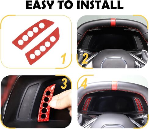 CHEAYAR Carbon Fiber Dashboard Trim Sticker Compatible with Chevrolet Corvette C8 Stingray 2020-2023, Instrument Panel Trim Sticker, C8 Accessories (Carbon Fiber Pattern-red) in Saudi Arabia