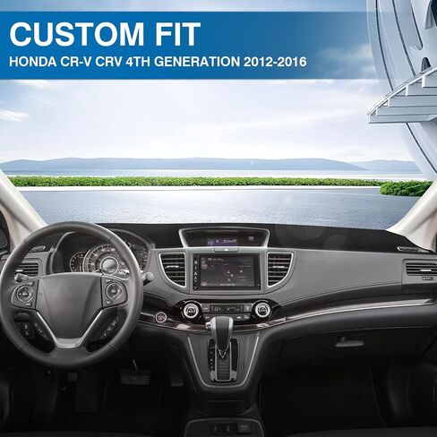 KUST غطاء لوحة القيادة للسيارة Honda CR-V CRV 2012-2016 اليد اليسرى للقيادة غير قابلة للانزلاق لوحة القيادة حصيرة الملحقات الداخلية لهوندا CRV CR-V مقاس مخصص داش حصيرة ظلة الزجاج الأمامي لا وهج أسود in Kuwait