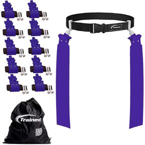 Trained 10 Man Flag Football Belts, 10 Player Adjustable Flag Football Set for Sports Teams, Training & Competition