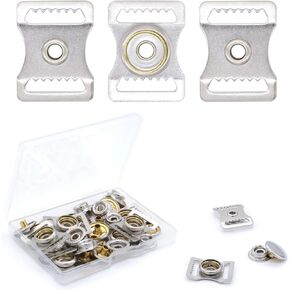TiciKim 10 Pack Sports Helmets Buckle Stainless Steel Snap Chin Strap Buckle Helmet Repair Kit for Youth Football Baseball Hockey Sports