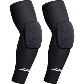 COOLOMG Basketball Elbow Pads Compression Padded Arm Sleeves (1 Pair) for Youth Kids Adult Football Volleyball