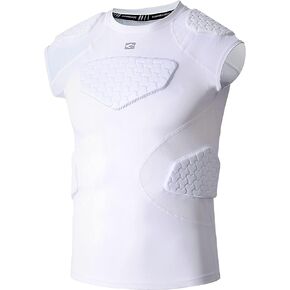 COOLOMG Youth Padded Compression Shirt for Football Basketball Lacrosse Baseball Rib Chest Protector Shoulder Heart Sternum Guard