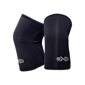Exo Knee Compression Sleeves, Triple-Reinforcement Neoprene Sleeves for Women and Men, High-Performance Knee Compression Support for Squats, Weight Lifting, Powerlifting & Training Sleeve (7mm, Black)
