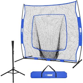 VIVOHOME 7 x 7 Feet Baseball Backstop Softball Practice Net with Strike Zone Target and Carry Bag for Batting Hitting and Pitching