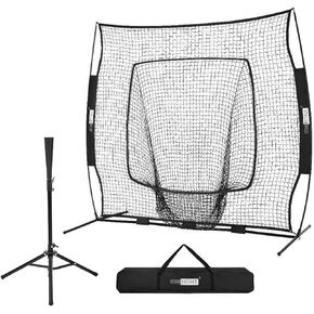 VIVOHOME 7 x 7 Feet Baseball Backstop Softball Practice Net with Strike Zone Target and Carry Bag for Batting Hitting and Pitching