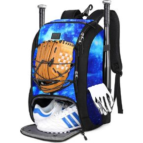 MATEIN Baseball Backpack, Softball Bat Bag with Shoes Compartment for Youth, Boys and Adult, Lightweight Baseball Bag with Fence Hook Hold TBall Bat, Batting Mitten, Helmet, Caps, Teeball Gear