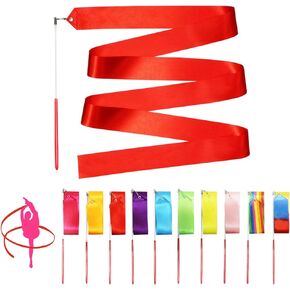 Novelty Place 10 Pieces Dance Ribbons Streamers - 6.6Ft Unisex Kids' Gymnastics Ribbon Wands - Perfect Rhythm Sticks for Talent Shows, Artistic Dancing, Baton Twirling (10 Colors) in Kuwait