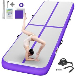 FBSPORT Inflatable Air Gymnastics Mat Training Mats 4/8 inches Thickness Gymnastics Tracks for Home Use/Training/Cheerleading/Yoga/Water with Pump