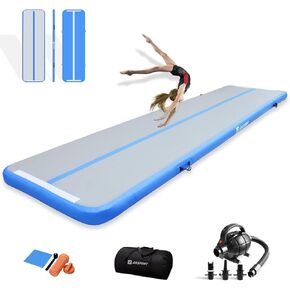 AKSPORT Gymnastics Air Mat Tumble Track Tumbling Mat Inflatable Floor Mats with Air Pump for Home Use/Tumble/Gym/Training/Cheerleading/Parkour/Beach/Park/Water