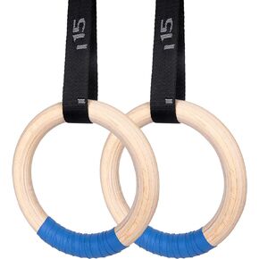 Gymnastics Rings Olympic Rings Wooden Gym Rings 1500lbs with Adjustable Cam Buckle 14.8ft Long Straps with Scale Non-Slip Exercise Rings Training Rings for Home Gym Full Body Workout