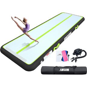 Inflatable Air Gymnastics Mat 10ft/13ft/16ft/20ft/23ft Training mat 4/8 inches Thick tumbling mat with Electric Pump for Home/Gym/Outdoor