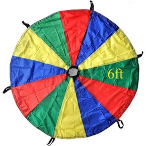 GSi Kids Play Parachute Rainbow Parachute Toy Tent Game for Children Gymnastic Cooperative Play and Outdoor Playground Activities (Rainbow 6 Feet) (6 Feet Parachute)