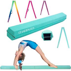 Balance Beam 8FT Extra Firm Suede Cover Floor Folding Gymnastics Equipment with Carry Bag for Home for Kids