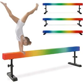 Milliard Patented Adjustable Balance Beam, High and Low (7'7") Floor Beam Suede Gymnastics Competition Style Training with Legs