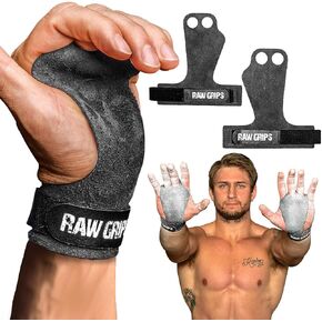 JerkFit Raw Grips 3.0, 2 Finger Leather Gymnastics Grips - Pull Up Grips for Cross Training Hand Protection - Hand Grips for Gymnastics Bars, Palm Guards for Athletes to Prevent Rips and Blisters