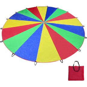 Voilamart Parachute 20FT 16 FT Play Parachute للأطفال الأطفال قوس قزح المظلة للأطفال مع مقابض حقيبة حمل مضغوطة للعب الجماعي التعاوني في الهواء الطلق in Kuwait