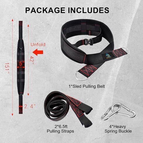 حزام سحب Pro Sled، تدريب القوة، حزام زلاجة قابل للتعديل مع شريطين و4 خطافات متضمنة، لسحب الزلاجات والإطارات، تدريب قوة عضلات الساق in Saudi Arabia