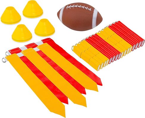 Flag Football Set for 12 Players - Includes Durable Flag Belts and Flags, Cones, Bean Bag, Carrying Backpack, and Football - Huge 55 Piece Complete Set in Kuwait