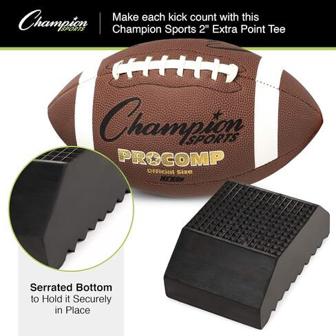 تيشيرت Champion Sports Extra-Point Kicking لممارسة ركلة البداية، 2 بوصة باللون الأسود - تي شيرت حامل الكرة لكرات القدم - كتلة الركل والإكسسوارات للبالغين والأطفال والمدربين in Saudi Arabia